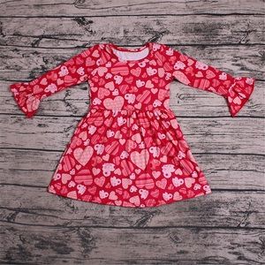 Girls Ruffle Sleeve Valentines Day Dress- Dresses-